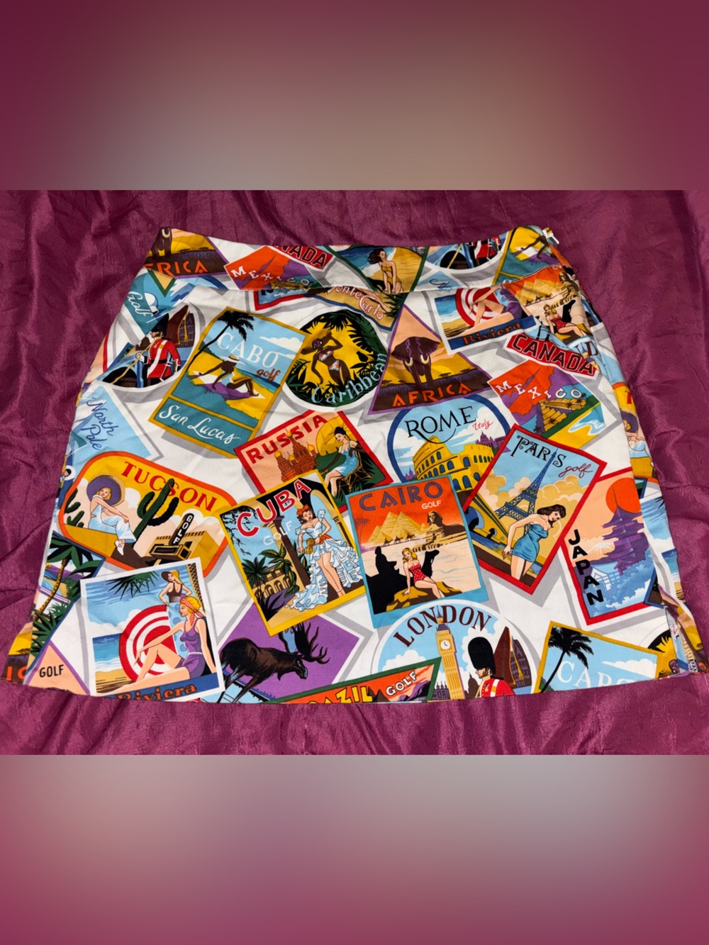 Loudmouth Ladies Multi-Color Travel Motif Skirt